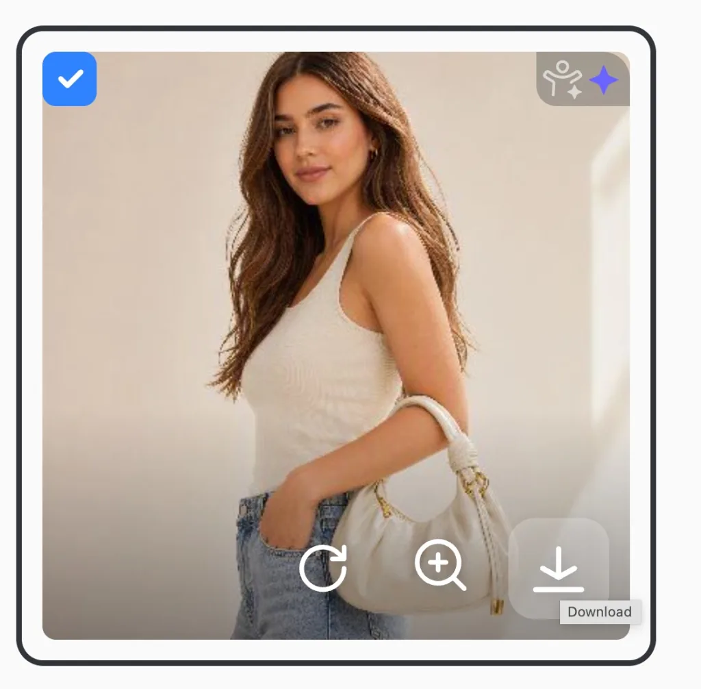 AI inpainting result download interface